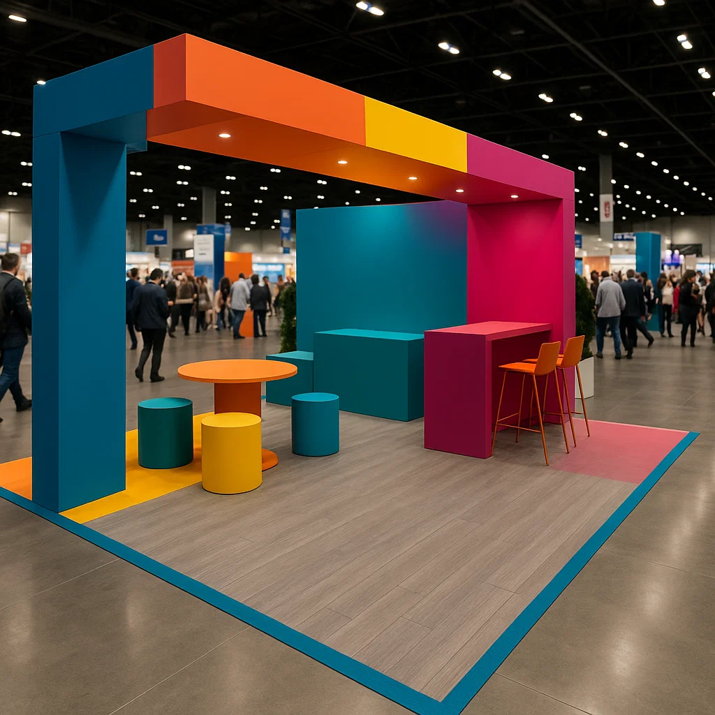 Illustration showing exhibition stand flooring options