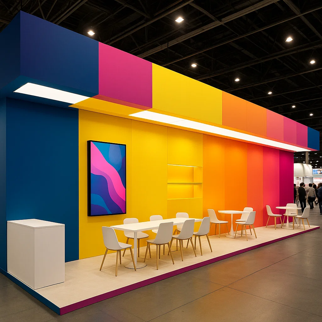 Illustration showing exhibition stand length options