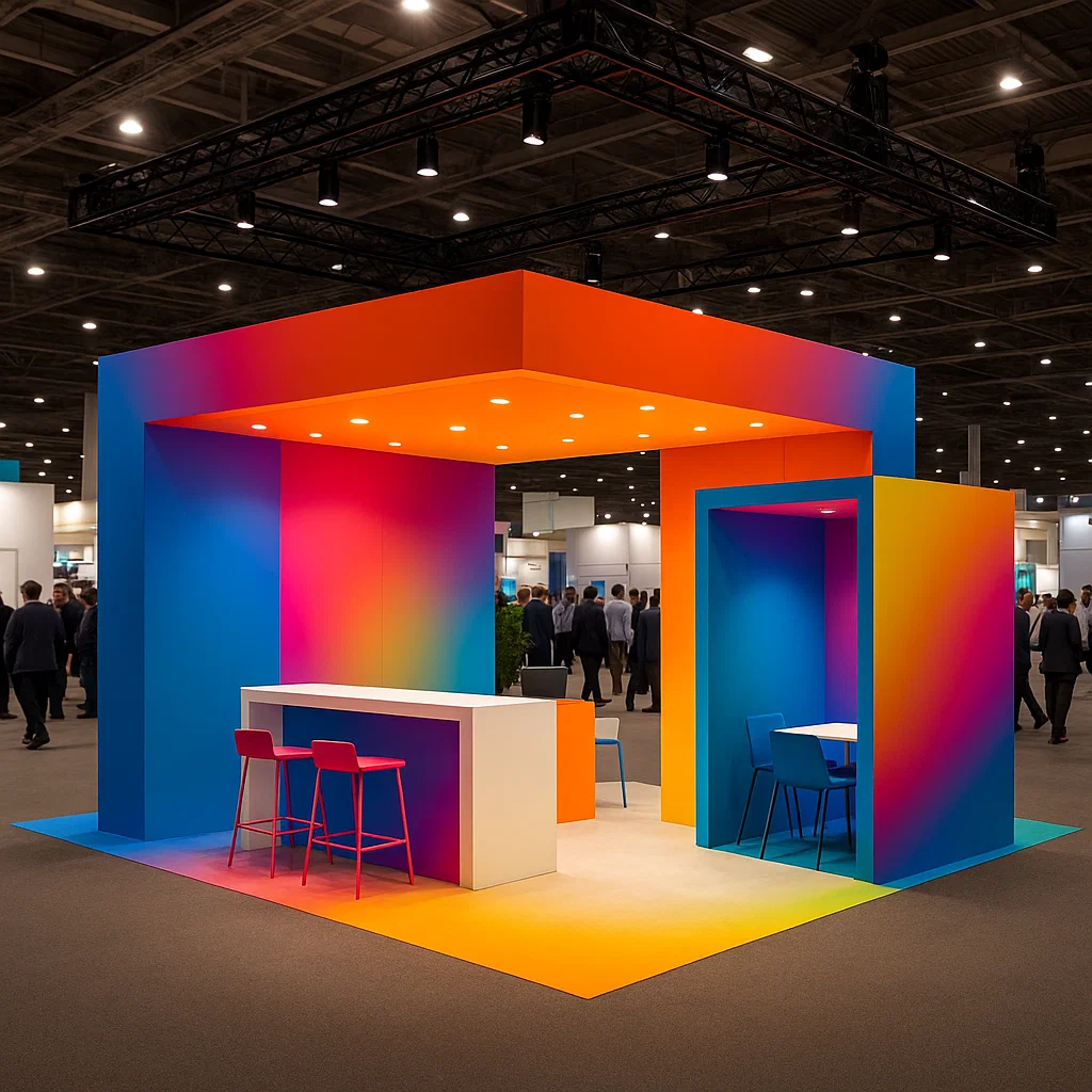 Illustration showing exhibition stand lighting options