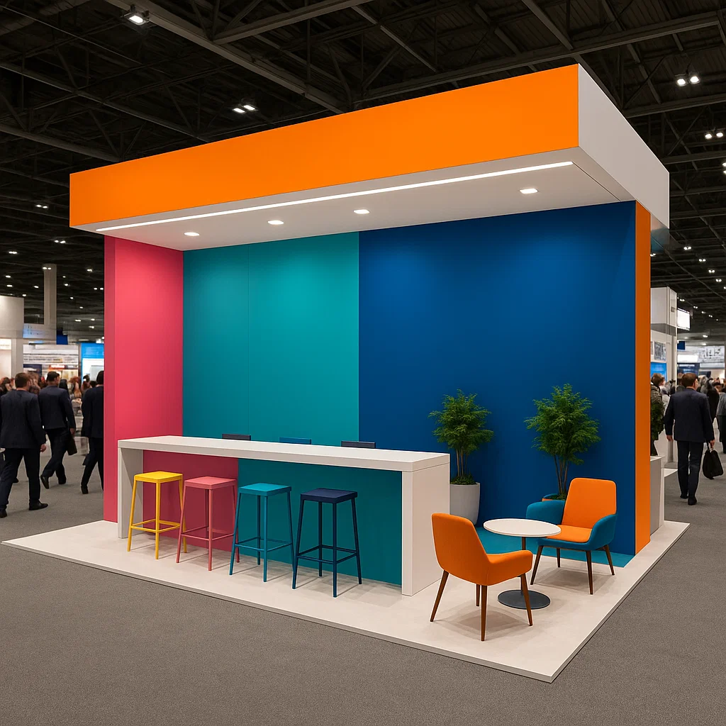 Illustration showing exhibition stand width options